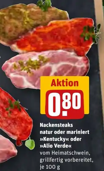 REWE Nackensteaks natur oder mariniert >>Kentucky<< oder >>Alio Verde<< tilbud