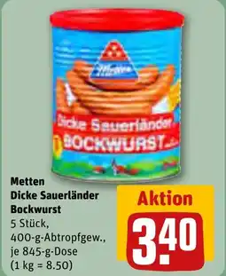 REWE METTEN Dicke Sauerländer Bockwurst tilbud