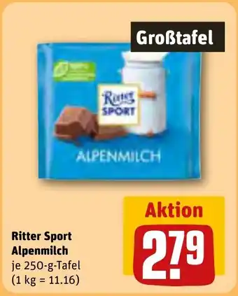 REWE Ritter Sport Alpenmilch tilbud