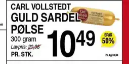 ABC Lavpris CARL VOLLSTEDT GULD SARDEL PØLSE 300 gram tilbud