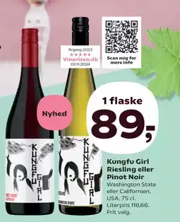 Kvickly Kungfu Girl Riesling eller Pinot Noir Washington State tilbud