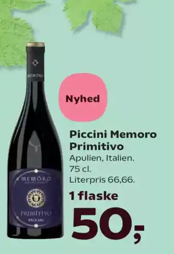 Kvickly Piccini Memoro Primitivo tilbud