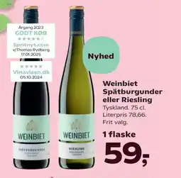 Kvickly Weinbiet Spätburgunder eller Riesling tilbud