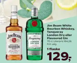 Kvickly Jim Beam White Bourbon Whiskey, Tanqueray tilbud