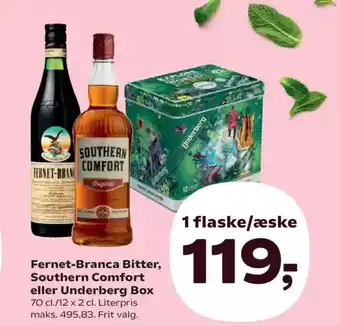 Kvickly Fernet-Branca Bitter, Southern Comfort eller Underberg Box tilbud