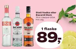 Stoli Vodka eller Bacardi Rom