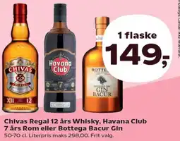 Kvickly Chivas Regal 12 års Whisky, Havana Club 7 års Rom eller Bottega Bacur Gin tilbud