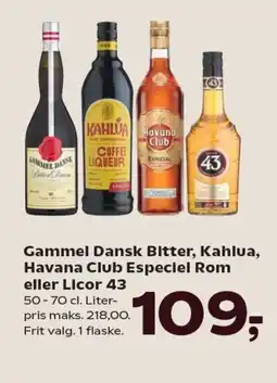 Kvickly Gammel Dansk Bitter, Kahlua, Havana Club Especiel Rom tilbud