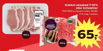 Kvickly Hakket oksekød 7-10% eller koteletter tilbud