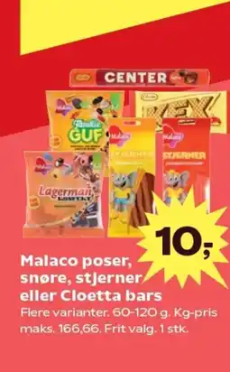 Kvickly Malaco poser, snøre, stjerner eller Cloetta bars tilbud