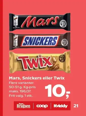 Kvickly Mars, Snickers eller Twix tilbud