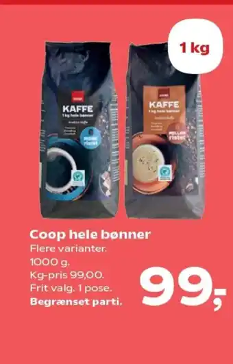 Kvickly Coop hele bønner tilbud