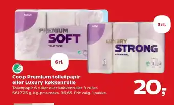 Kvickly Coop Premium toiletpapir eller Luxury køkkenrulle tilbud