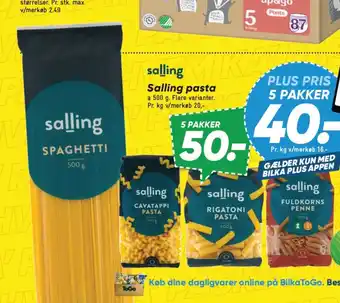 Bilka Salling pasta tilbud