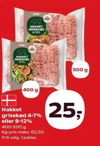 SuperBrugsen Hakket grisekød 4-7% eller 8-12% tilbud