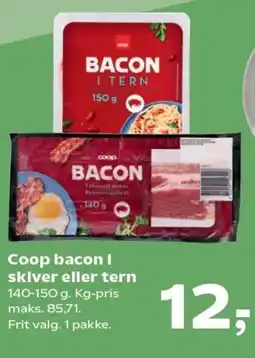 SuperBrugsen Coop bacon i skiver eller tern tilbud