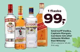 SuperBrugsen Smirnoff Vodka, Captain Morgan, Gordons Gin eller Johnnie Walker Red Whisky tilbud