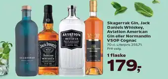 SuperBrugsen Skagerrak Gin, Jack Daniels Whiskey, Aviation American Gin eller Normandin VSOP Cognac tilbud