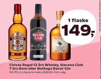 SuperBrugsen Chivas Regal 12 års Whisky, Havana Club 7 års Rom eller Bottega Bacur Gin tilbud