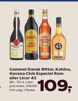 SuperBrugsen Gammel Dansk Bitter, Kahlua, Havana Club Especiel Rom tilbud