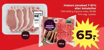 SuperBrugsen Hakket oksekød 7-10% eller koteletter tilbud