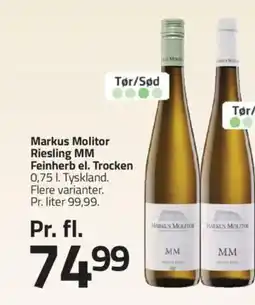 Fleggaard Markus Molitor Riesling MM Feinherb el. Trocken tilbud