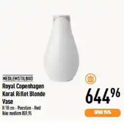 Imerco Royal Copenhagen Koral Riflet Blonde Vase tilbud