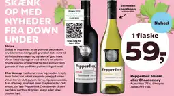 SuperBrugsen PepperBox Shiraz eller Chardonnay Australien. 75 cl. Literpris 78,66. Frit valg. tilbud