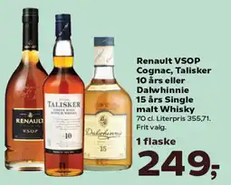 SuperBrugsen Renault VSOP Cognac, Talisker 10 års eller Dalwhinnie 15 års Single malt Whisky tilbud