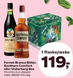 SuperBrugsen Fernet-Branca Bitter, Southern Comfort eller Underberg Box tilbud