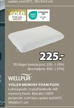 JYSK WELLPUR VIGLEN MEMORY FOAM PUDE Luksuspude i trykaflastende AIR tilbud