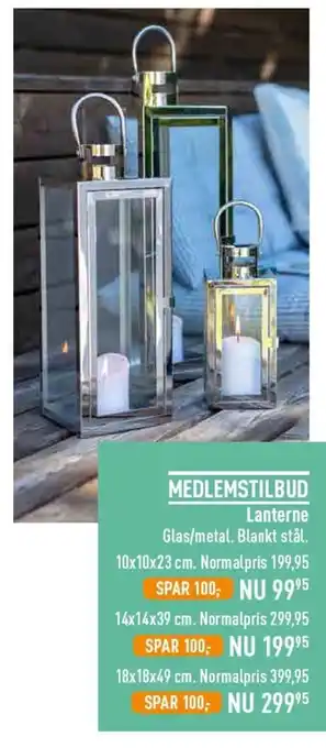 Imerco MEDLEMSTILBUD Lanterne Glas/metal. Blankt stål. tilbud