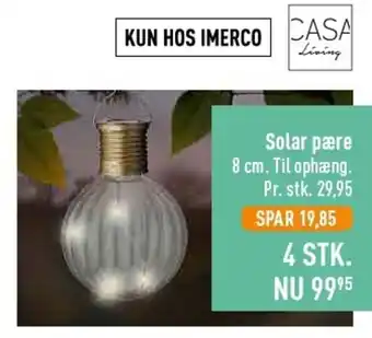 Imerco Solar pære 8 cm. Til ophæng. tilbud