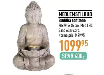 Imerco MEDLEMSTILBUD Buddha fontæne 28x29,5x45 cm. Med LED. Sand eller sort. tilbud