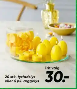 Bilka 20 stk. fyrfadslys eller 6 pk. æggelys tilbud