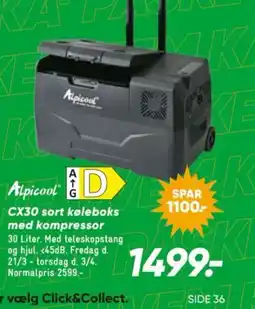 Bilka CX30 sort køleboks med kompressor tilbud
