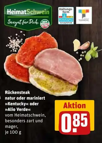 REWE Rückensteak natur oder mariniert kentucky oder alio verde tilbud