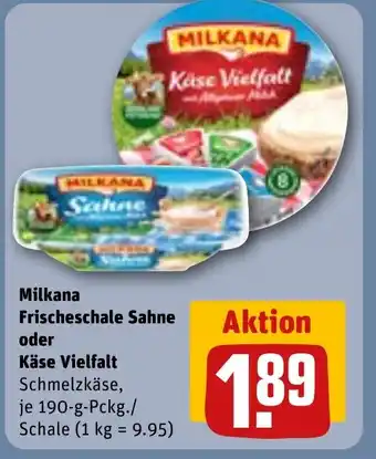 REWE MILKANA Frischeschale sahne oder käse vielfalt tilbud