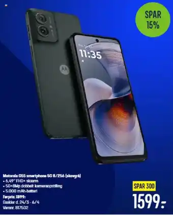 Elgiganten Motorola G55 smartphone 5G 8/256 (skovgrå) tilbud