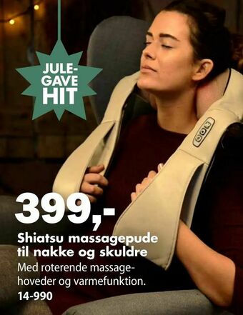 Biltema Shiatsu massagepude til nakke og skuldre tilbud