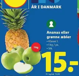 Lidl Ananas eller grønne æbler 1 kg tilbud