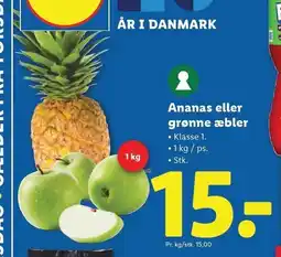 Lidl Ananas eller grønne æbler 1 kg tilbud