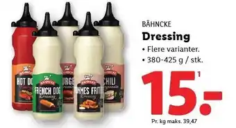 Lidl BÄHNCKE Dressing 380-435 g tilbud