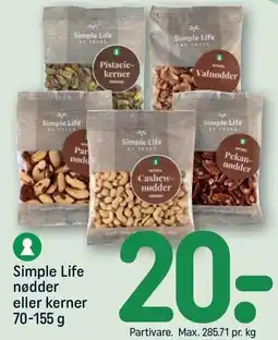 REMA 1000 Simple Life nødder eller kerner tilbud