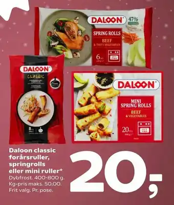 Coop 365 Daloon classic forårsruller, springrolls eller mini ruller tilbud