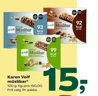 Coop 365 Karen Volf müslibar tilbud