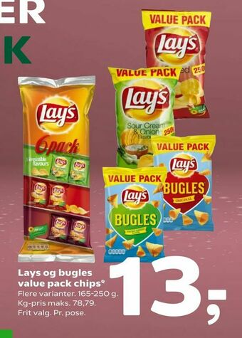 Coop 365 Lays og bugles value pack chips tilbud