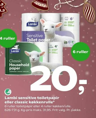 Coop 365 Lambi sensitive toiletpapir eller classic køkkenrulle* tilbud