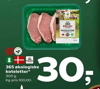 Coop 365 365 økologiske koteletter tilbud