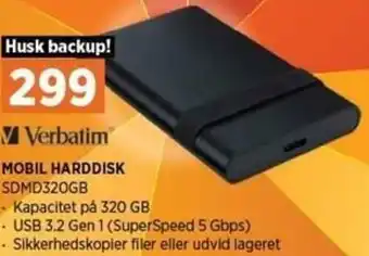Power Mbil Harddisk SDMD320GB tilbud